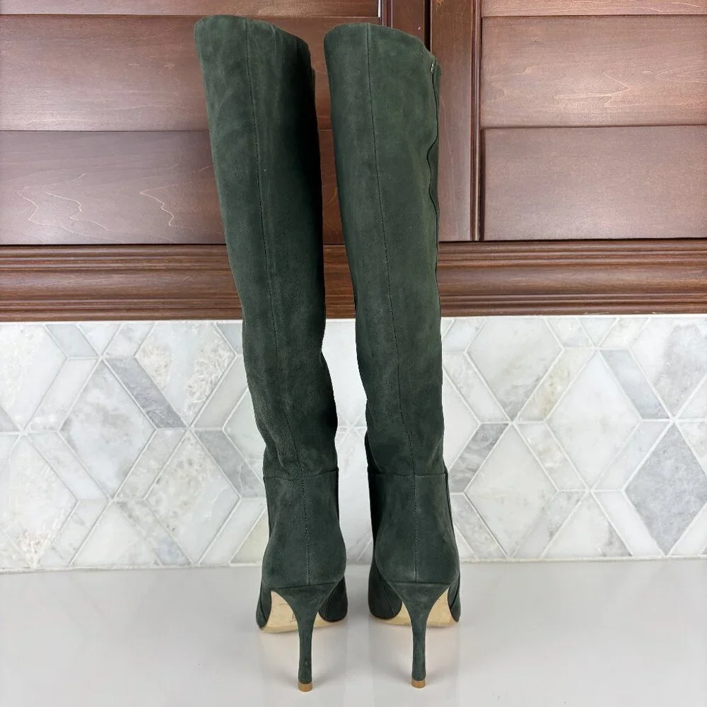 8.5 Larroude Kate Military Green Stiletto Tall Heel Pointed Toe Knee High Boot